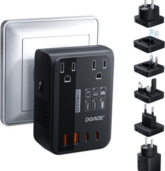 DOACE 350W Voltage Converter US to Europe - 220V to 110V Converter for European Travel, Power Converter Adapter Combo with PD Chargers for Hair Straightener Shaver Toothbrush CPAP Laptop Camera Phone