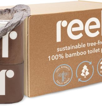 Reel Premium Toilet Paper - 24 Rolls of Toilet Paper - 3-Ply Made From Tree-Free - Zero Plastic Packaging, Septic Safe